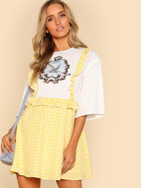 2 In 1 Vestito Con Stampa Grafica