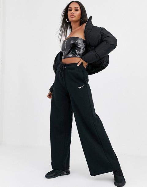 nike black wide leg high waist joggers