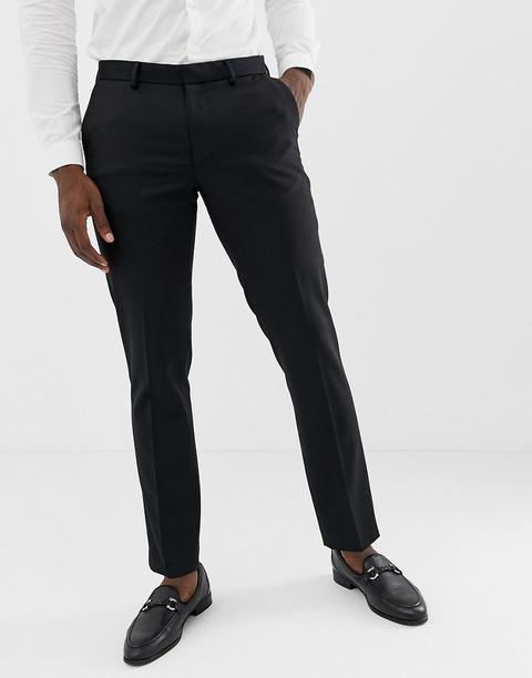 Asos Design - Pantaloni Da Abito Stile Smoking Skinny Neri In Lana - Nero