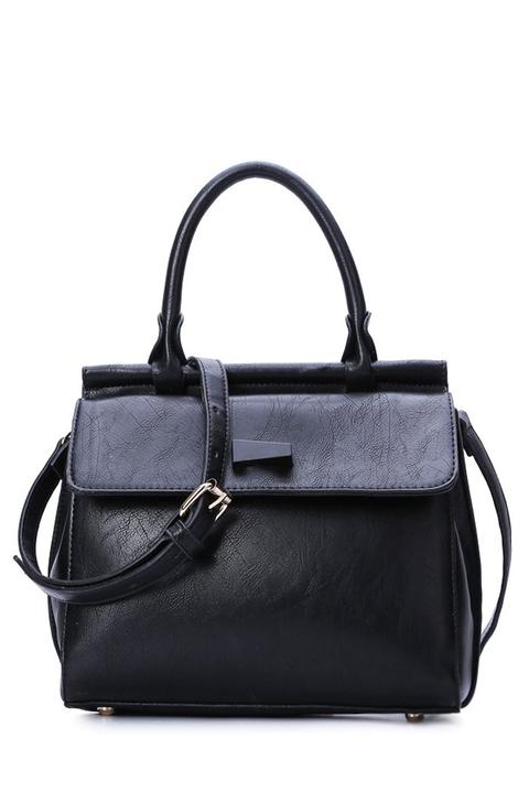 Cover Black Pu Leather Tote Bag