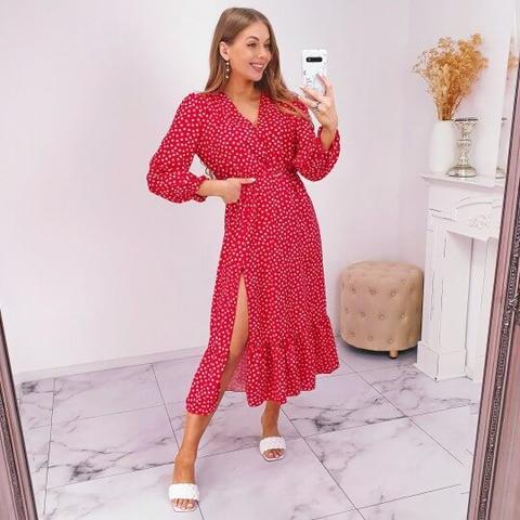 Robe Longue Fendue Rouge
