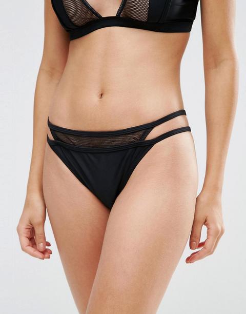 Braguitas De Bikini Negras Con Malla Doble De Evil Twin