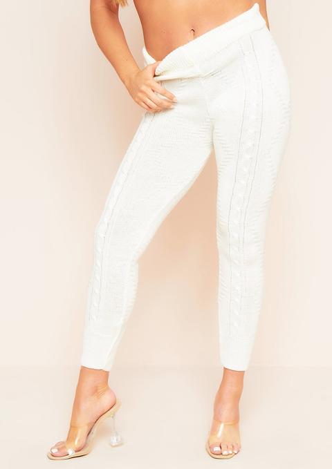 Flynn Cream Cable Knitted Ribbed Joggers