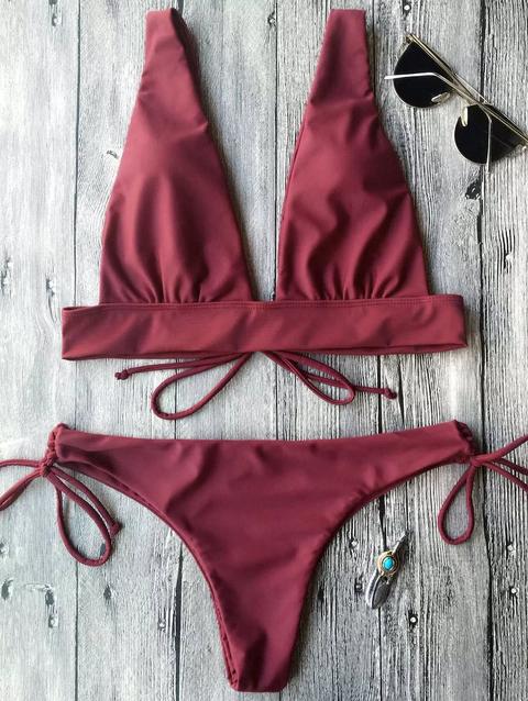 Immergendo Posteriore Del Collo Tie Bikini Set