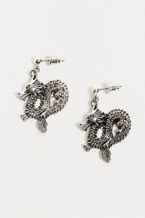 Dragon Drop Earrings - Silver At Urban Outfitters