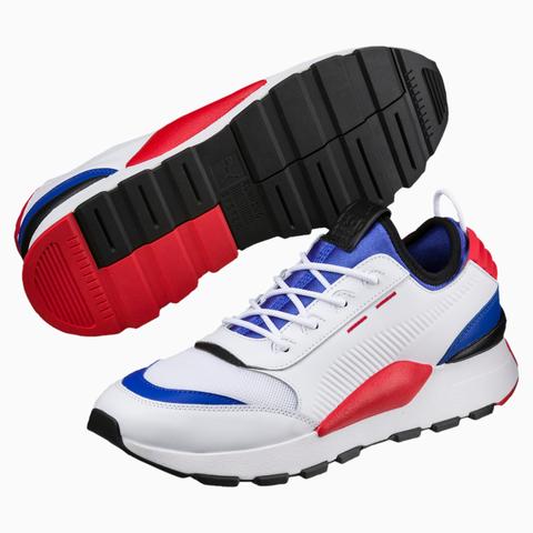 tenis puma blanco con rojo y azul