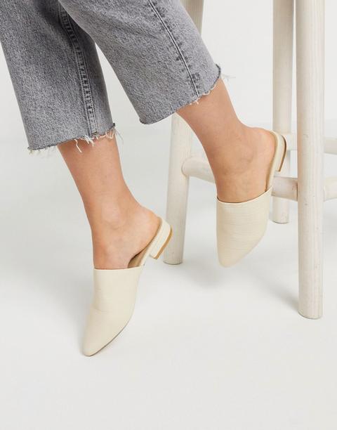 Truffle Collection Flat Mules In Beige Croc-neutral