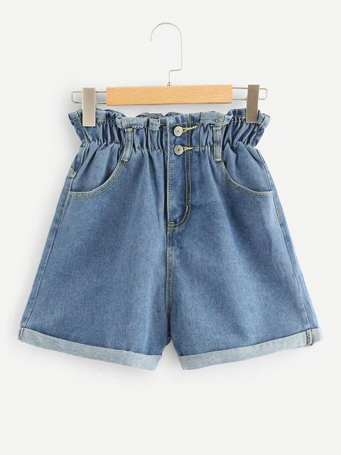 Denim Frill Trim Shorts