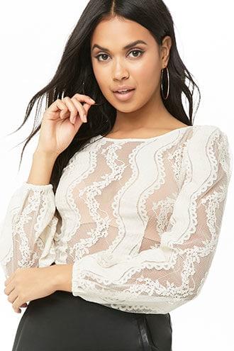 sheer lace crop top