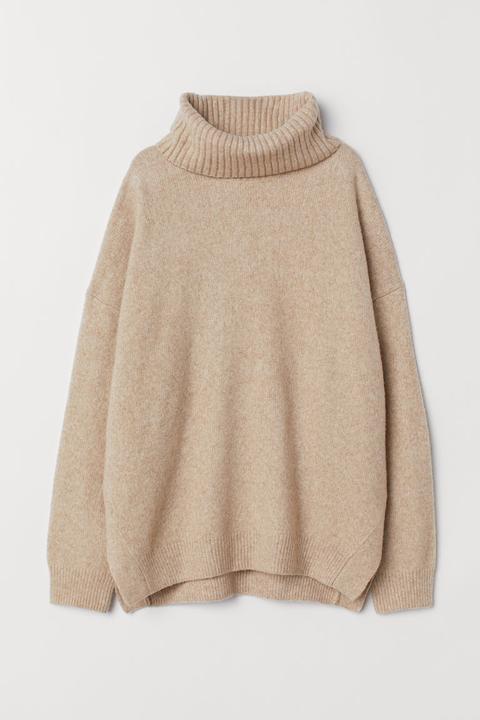 H & M - Jersey De Punto De Cuello Alto - Beis