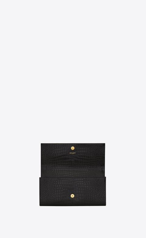 Kate Tassel Clutch Nera In Coccodrillo Stampato