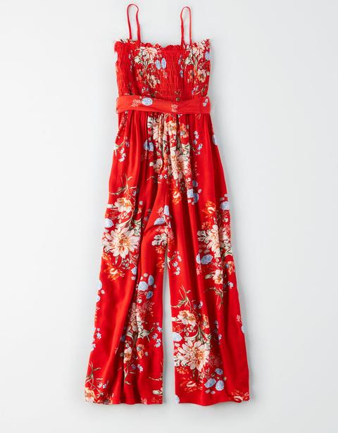 smocked tube jumpsuit