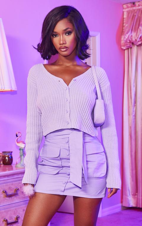 Lilac Button Front Cardigan