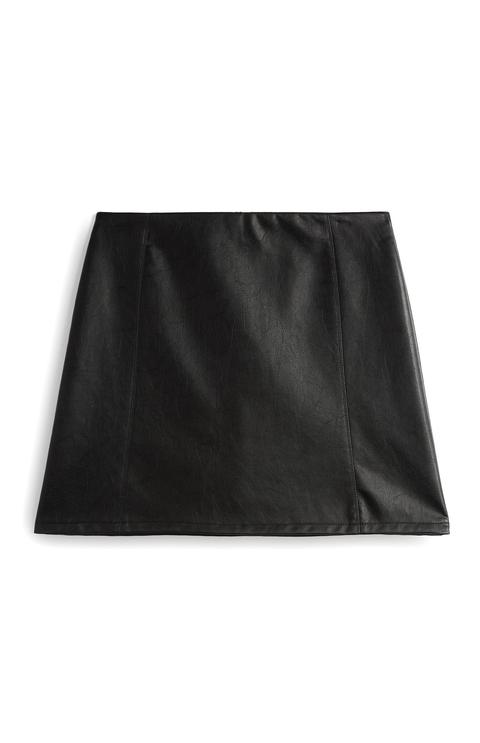 Black Faux Leather Mini Skirt