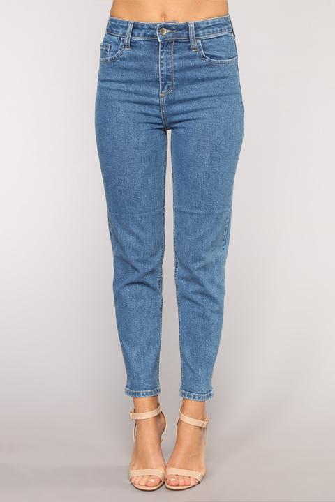 Krista High Rise Mom Jean - Medium Blue Wash