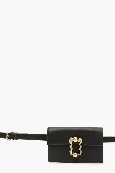 Sac Banane À Boucle Croco - Noir - Taille Unique, Noir