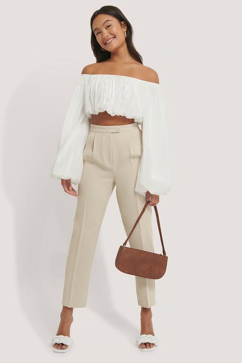 Na-kd Classic Pantalon De Costume Court À Pinces - Beige