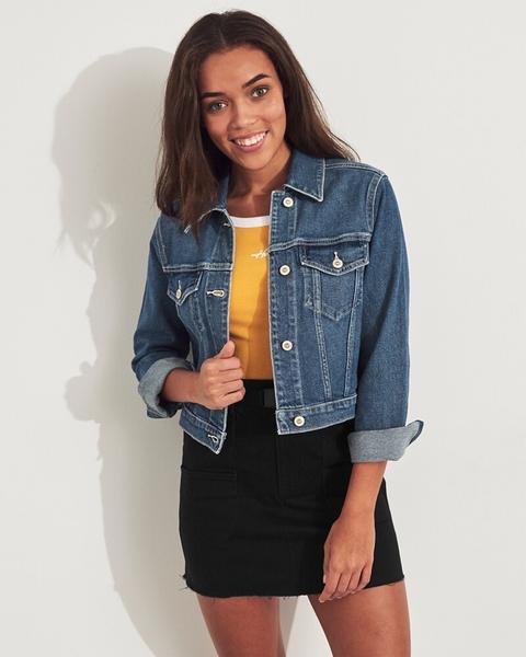 hollister cropped jean jacket