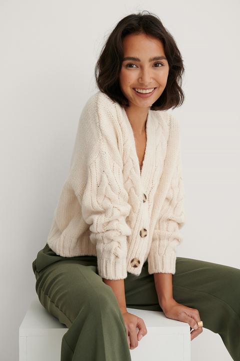 Mango Diago Cardigan - Beige