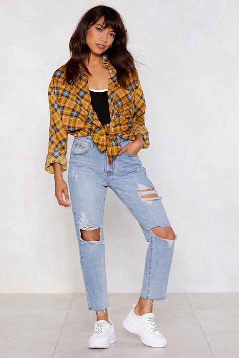 Womens Light Wash Distressed Mom Jeans