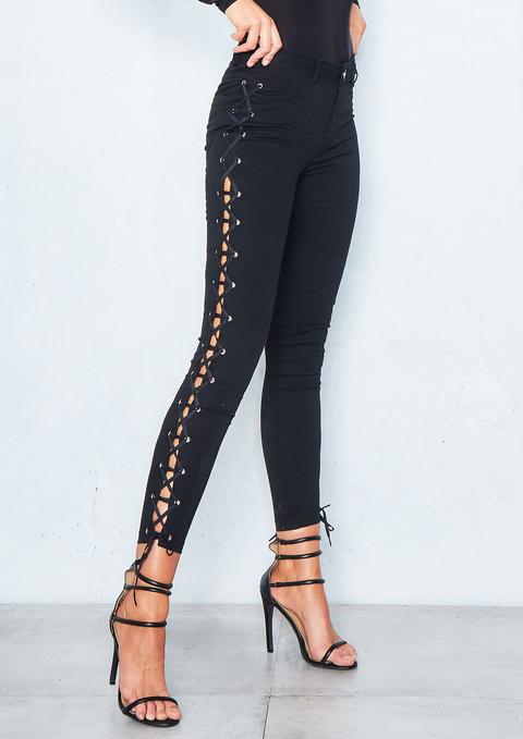 Pia Black Lace Up Skinny Jeans