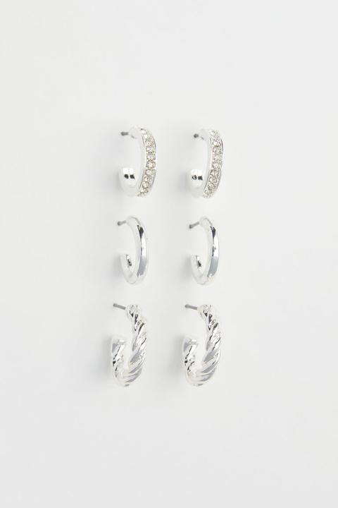 3 Pares De Pendientes De Aro - Plata