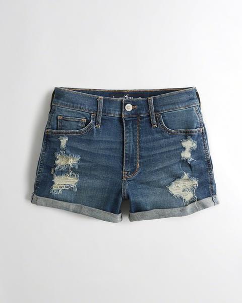Shorts Corti Di Jeans Con Stretch Avanzato A Vita Alta