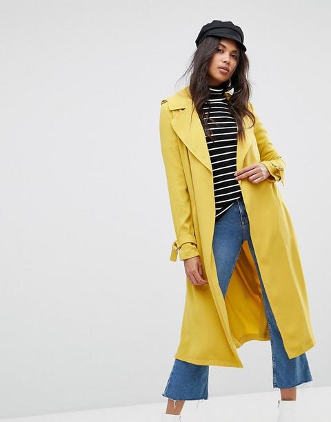 River Island - Trench Con Cintura - Giallo