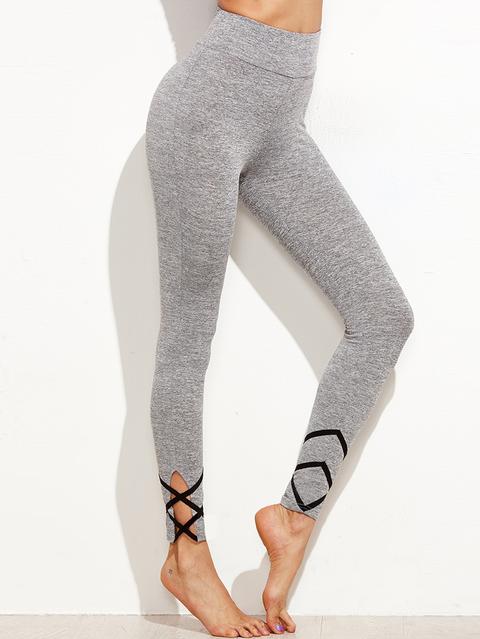 Leggings A Maglia Incrociati - Grigio