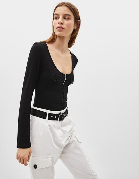 Zip-up Long Sleeve Bodysuit