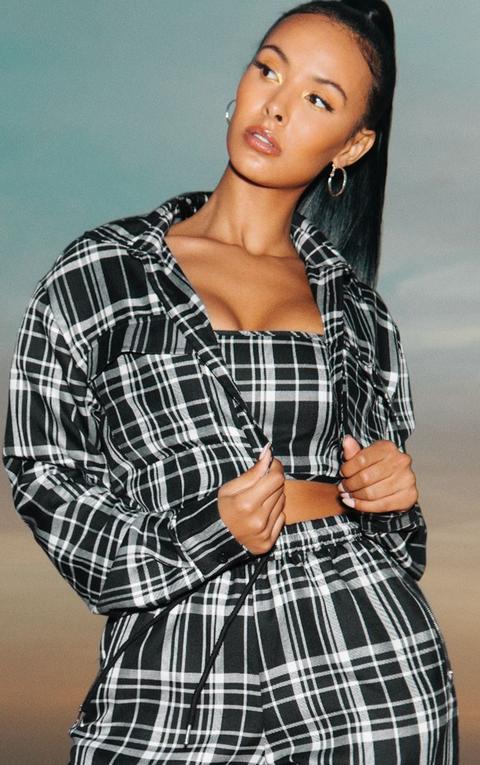 Monochrome Check Crop Shirt