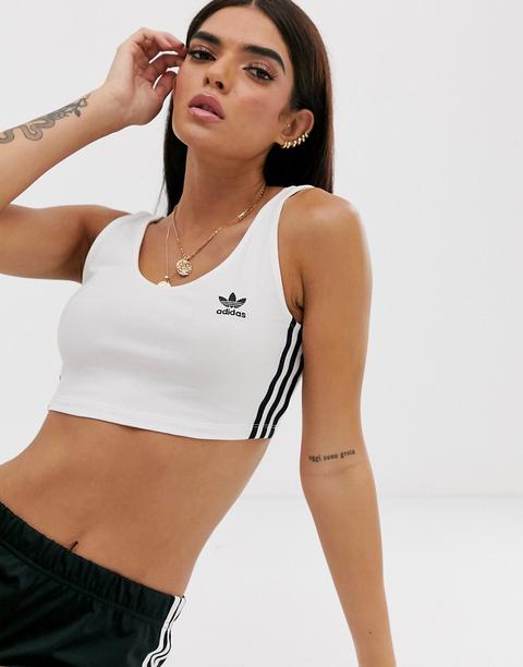 Adidas Originals - Top Corto Bianco Con Tre Strisce - Bianco from ASOS on  21 Buttons