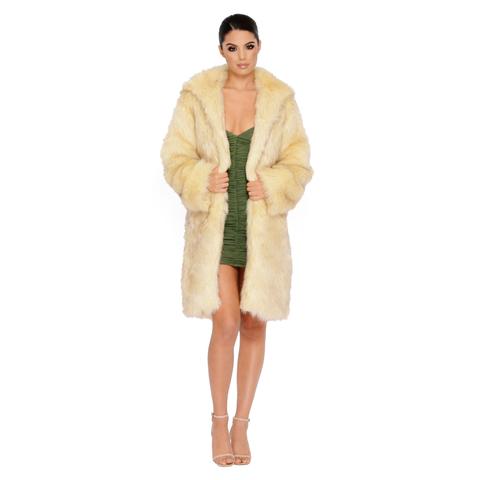 All Good In The Hood Faux Fur Coat In Cream