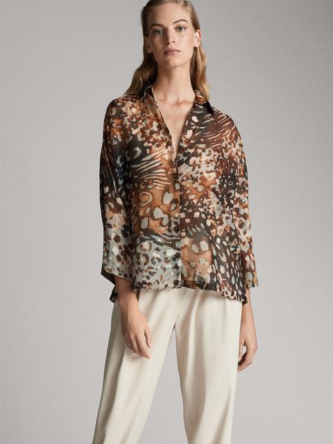 Camisa Estampada Algodón Seda