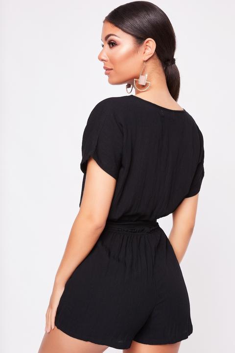 black button up playsuit