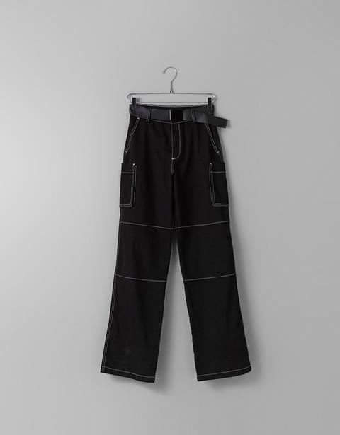 Utility Trousers With Contrasting Topstitching