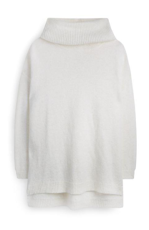 Ivory Side Split Roll Neck Jumper