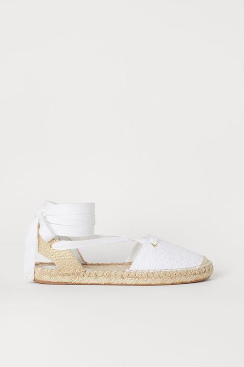 H & M - Espadrillas Con Lacci - Bianco