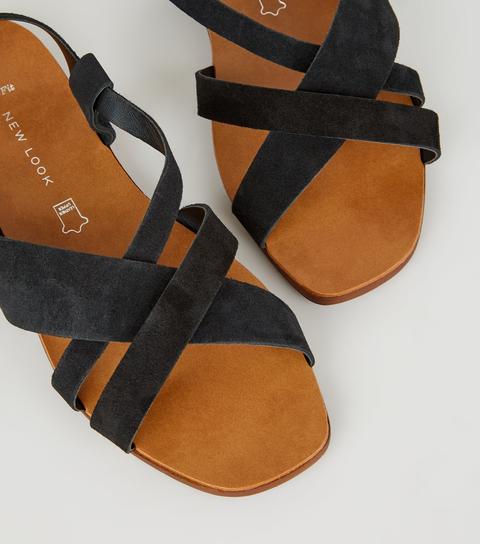 flat black sandals wide fit