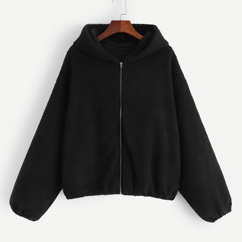 Zip Up Teddy Hooded Jacket