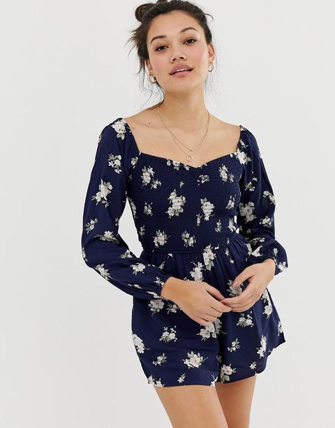 Hollister Romper In Floral - Navy from 