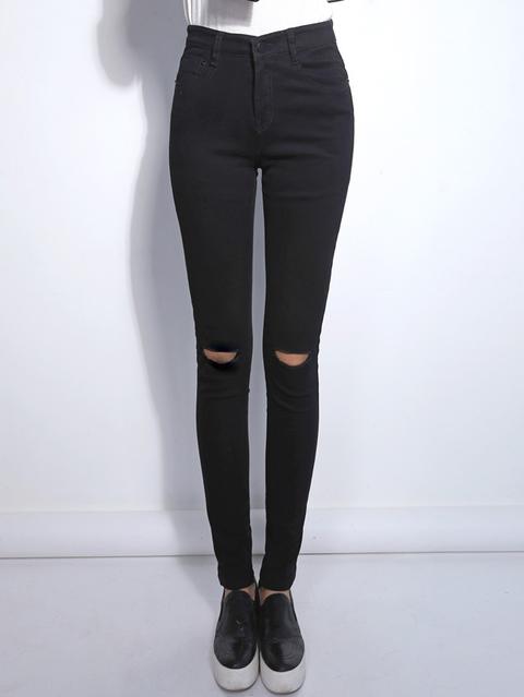 Jeans Skinny Rotos-negro