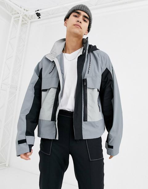 Asos Design Utility Jacket With Multi Pocket In Grey