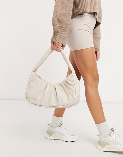 Asos Design Slouchy Shoulder Bag In Off White