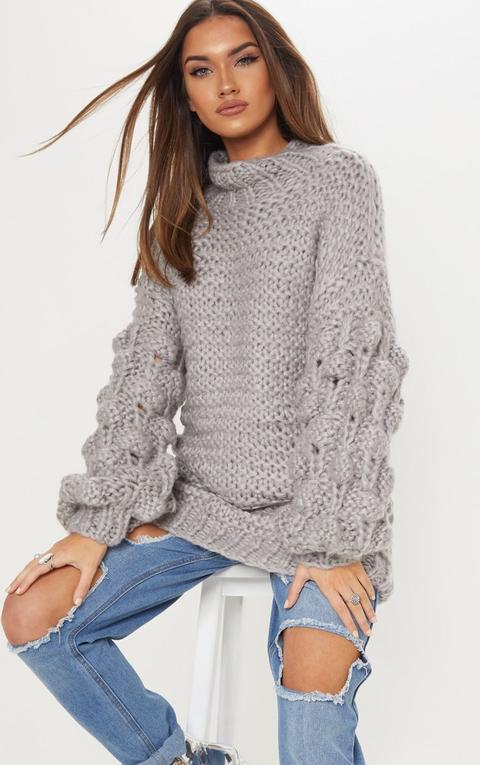 Grey Oversized Jumper Knitted