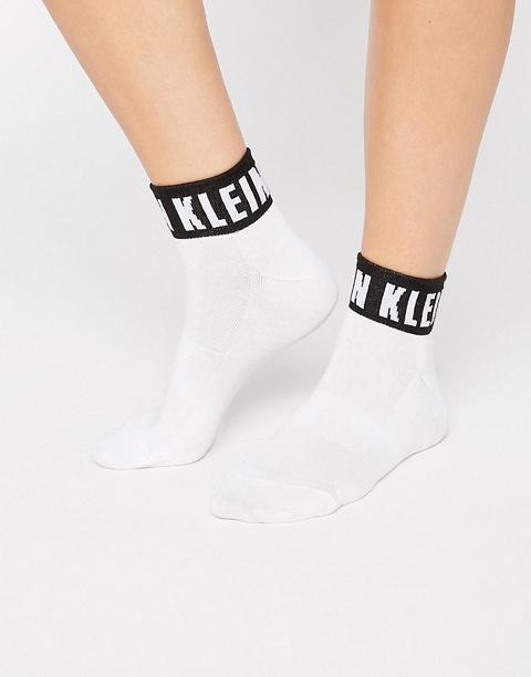 Calcetines Tobilleros Con Logo Icónico De Calvin Klein-blanco