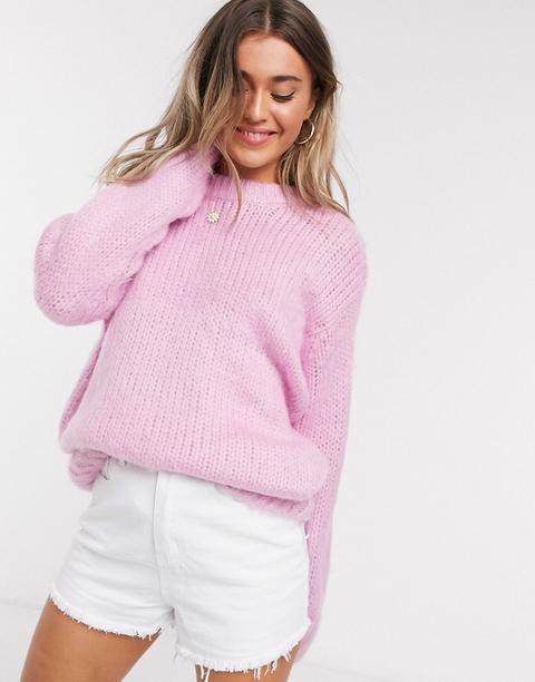 Asos Design Chunky Jumper In Pink