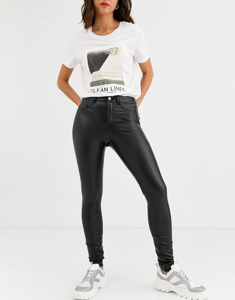 Only - Leggings En Similicuir-noir