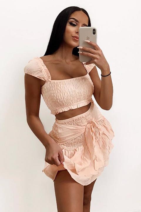 The Girliest Skirt Set - Peach