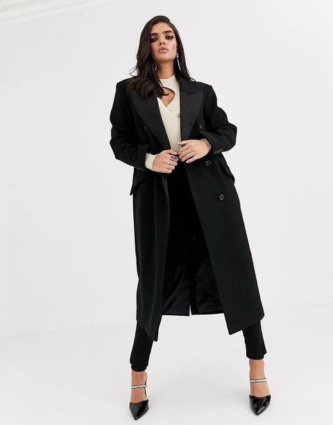 Asos Design Tux Maxi Coat In Black